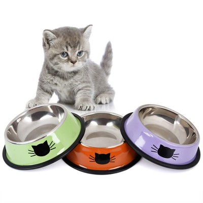 Pet Bowl Stainless Steel Non-Skid Rubber Base Dog Bowl Cat Bowl GR OR PP