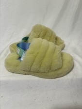 UGG Kids Unisex Fluff Yeah Yellow Green Slipper Size 13 Brand New