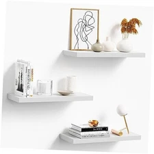 Floating Shelves for Wall Wood WallShelf Set of 3, 16" Wall 16inch White
