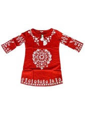 Debbie Katz South Beach Women’s Tunic Red Beach Embroidery Size Small NWT