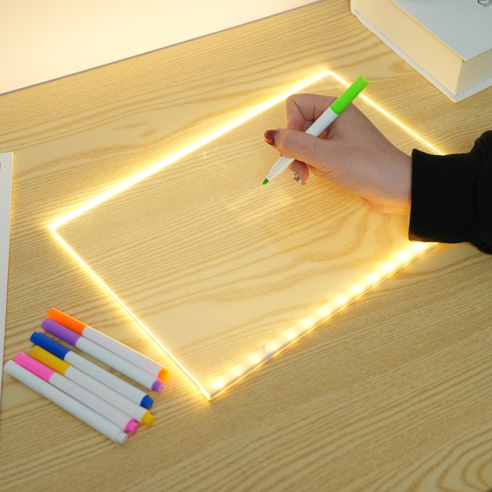 Acrylic Dry Erase Board With Light 30x20cm Writing Board For Desktop ...