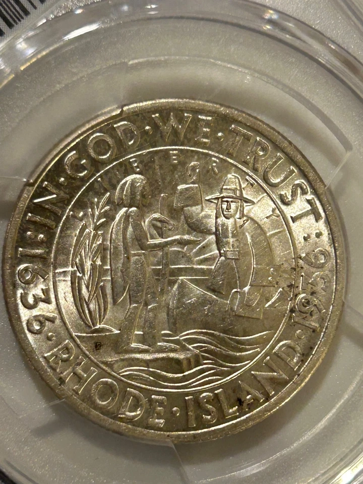 1936 D Rhode Island Silver Half Dollar PCGS MS64 Only 15k Minted/Gold Shield - Image 2 of 4