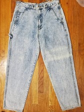 Vtg Jordache No Exit Jeans Size 36 Light Wash Denim 1980 s Distressed Thrashed
