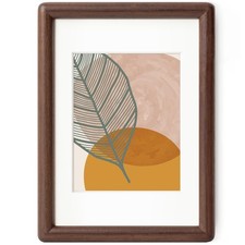 5 x 7 Walnut Frame - Rounded Corner 5x7 Picture Frame Matted to 4x6 - Natural...