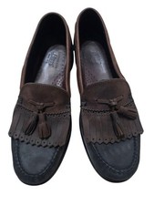 GH Bass Men's 8M Brown Black Leather Tassel Kilt Loafers Casual Shoes Dress S2