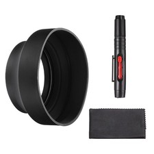 82mm Rubber Camera Lens Hood Sun Shade/Shield with Cleaning Cloth Pen