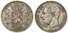 Belgium - 5 Francs 1868 - Leopold II, Silver