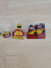 3 Vtg Rick Mears Hat/Label Pins 84 Indy Winner, 2 Times Indy Winner, Pennzoil