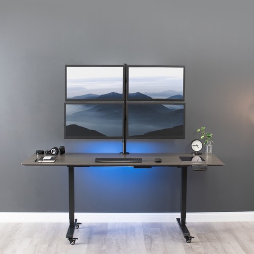 VIVO Quad Monitor Desk Mount Adjustable Stand Heavy Duty for 4 Screens up to 30" - 第 3/7 張圖片