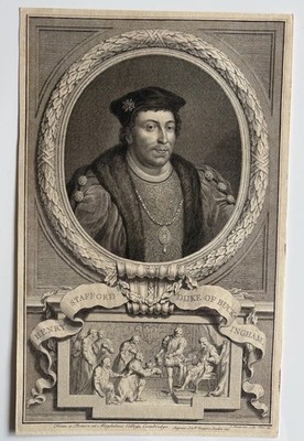 Antiker Kupferstich - Henry Stafford, 2. Duke of Buckingham - Tudor Noble & Rebel