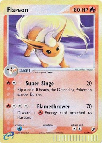 Pokémon TCG - Flareon - 5/100 - Reverse Holo Rare - Ex Sandstorm [Moderate Play]