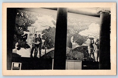 c1940 New York City NY Postcard Murals World's Fair Genius Progress Building