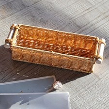 Imitation Rattan Storage Basket Long Narrow with Handles Woven Baskets Rattan