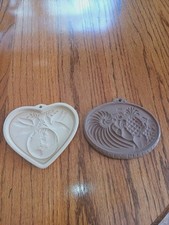 Hartstone Clay Oval Cookie Mold, “Peace & Plenty” Made in USA, & Pampered Chef