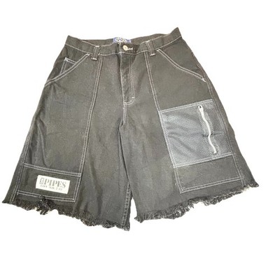 Vintage Y2k Lee Pipes Jean Shorts Baggy Denim Men s 32 Black Skater Bmx