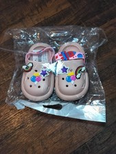 Toddler Girls Pink Clogs Rainbow Charms Slip On Sandals Marked size 20-21.