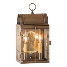 Irvin's Country Tinware Toll House Wall Lantern in Weathered Brass