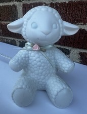 Vintage Hallmark Lamb White Matte Porcelain Lamp Nightlight Soft Glow Baby Sheep