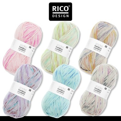 Rico Design 100 g Socks Bamboo Confetti 4-fädig Wolle Garn Stricken Sockenwolle