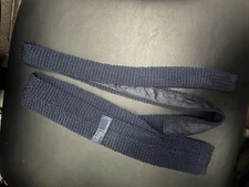 Polo Ralph Lauren Solid Knit 100% Silk Adjustable Neck Tie Navy Blue One Size