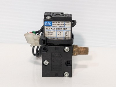 MAC Model #45A-AA1-DBCA-1BA Solenoid Valve, 120V, 50/60Hz, 4.5-6.2W, As Shown