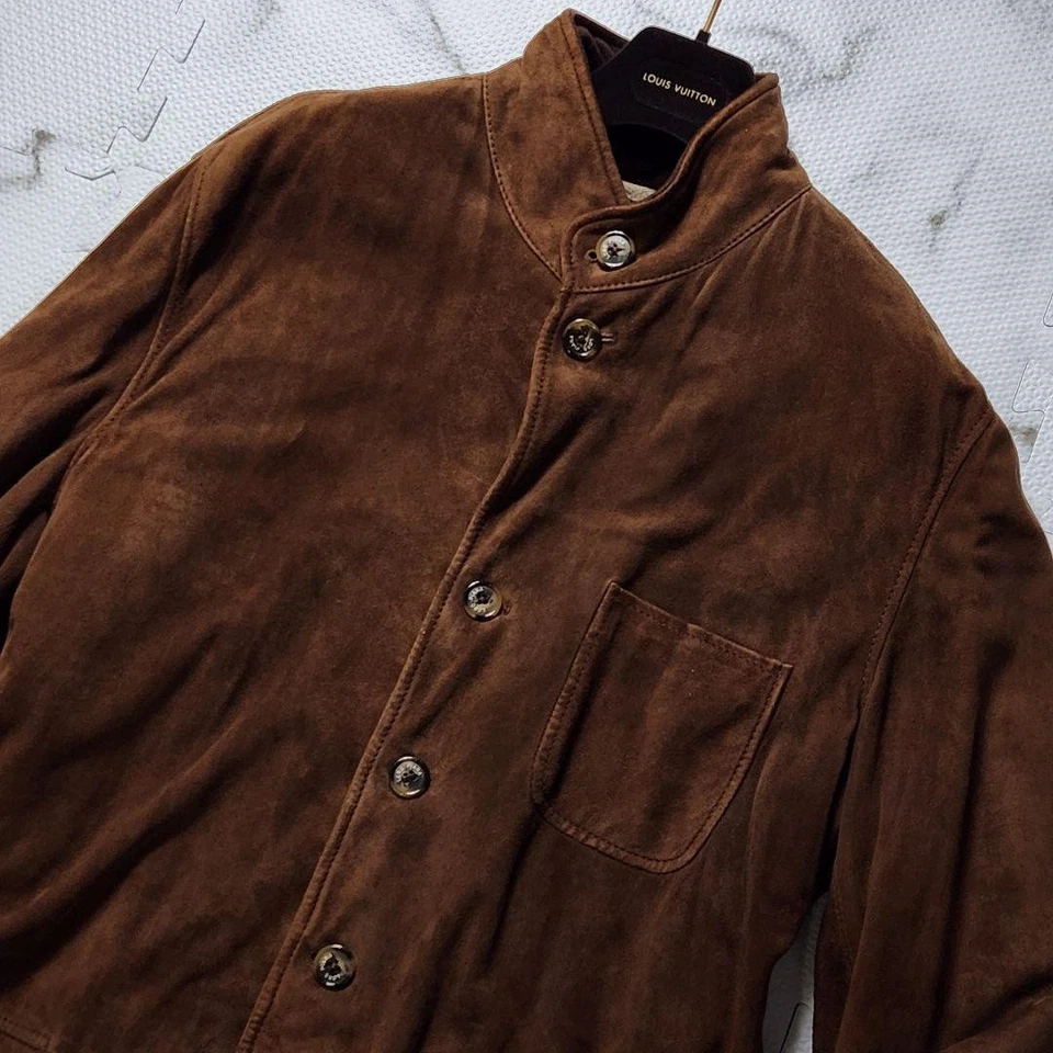 Loro Piana XXL Calf Leather Coat Quilted 100% Cashmere Lining Brown F/S - Image 3 of 4