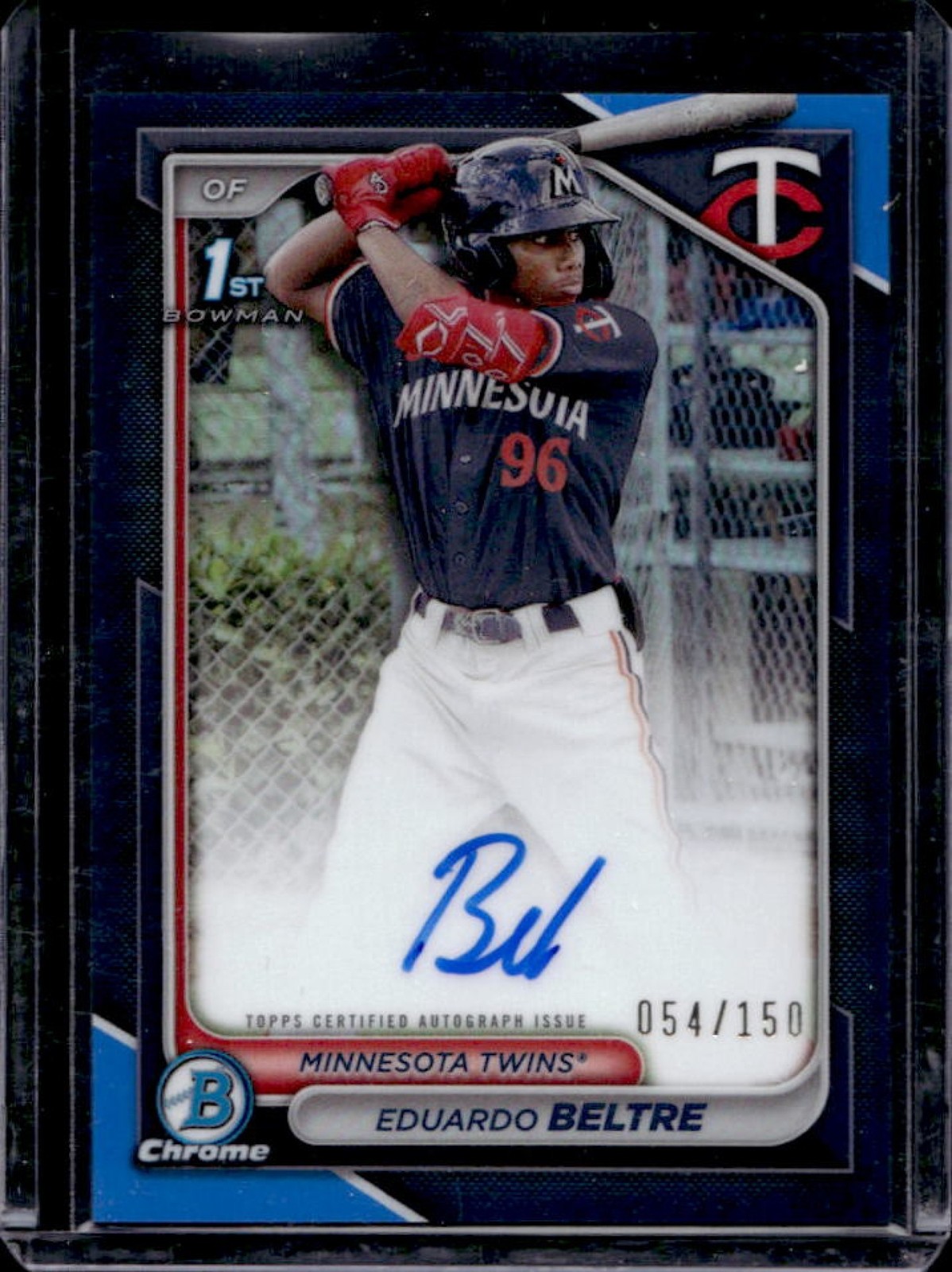 2024 Bowman Chrome Eduardo Beltre Auto Blue Refractor 1st #54/150 Twins