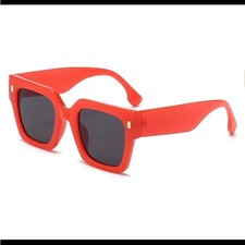 Zimsun Red Fashion Sunglasses Block Chunky