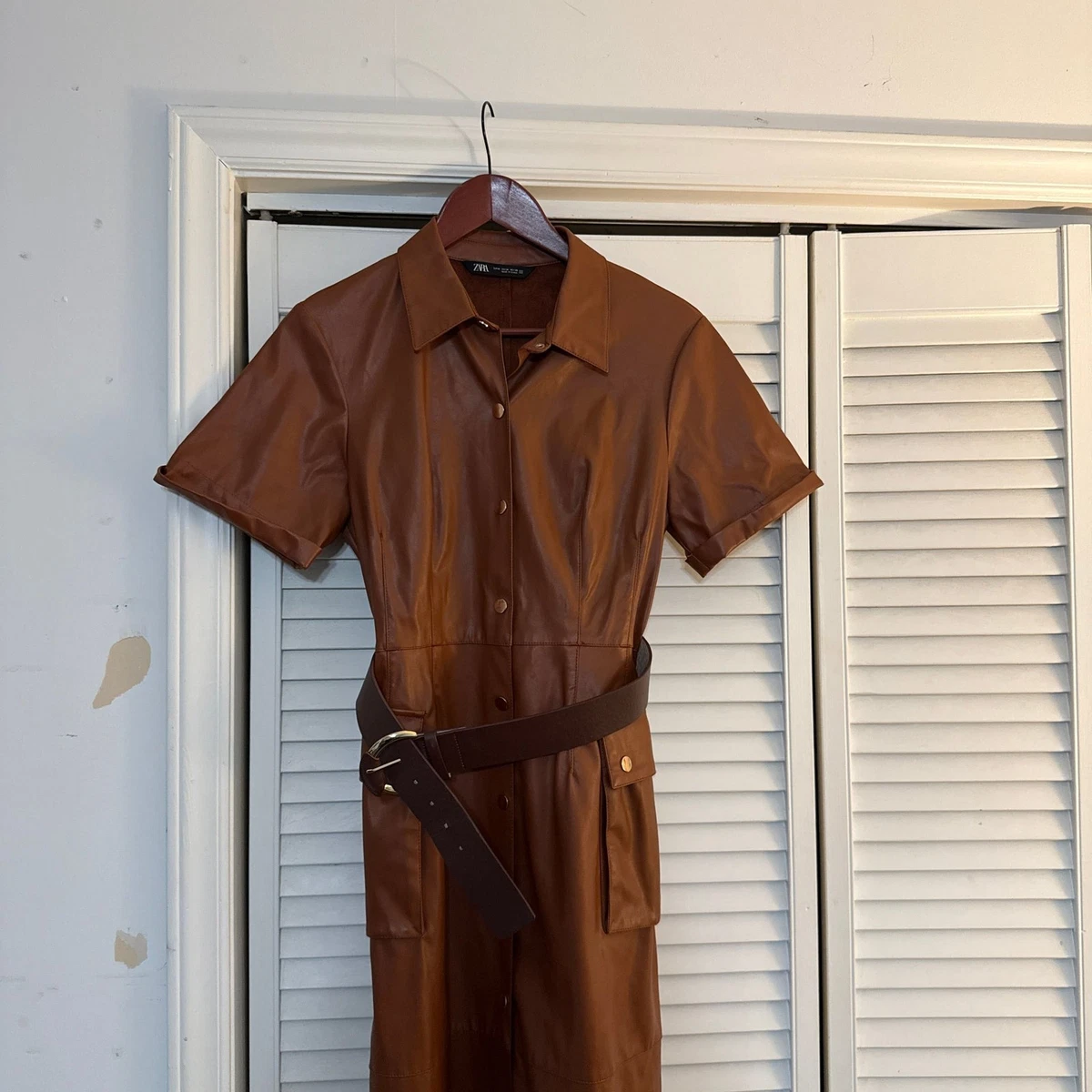 Zara Faux Leather Short Sleeve Dresses for Women for sale | eBay