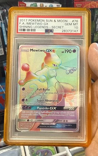 2017 POKEMON SUN & MOON SHINING LEGENDS SECRET #76 FULL ART/MEWTWO GX PSA 10