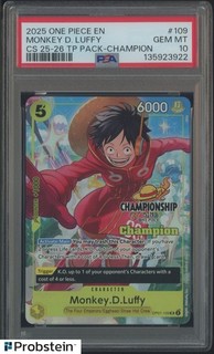 2025 One Piece EN CS 25 26 Top Player Pack Champion #109 Monkey D. Luffy PSA 10