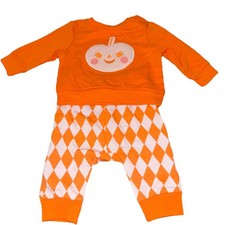 baby halloween Pumpkin Top  Pants Set Cat  Jack Orange 0-3 M