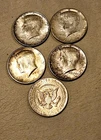 1964 kennedy half dollar 90% lot of 5