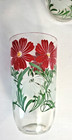 6 Glass Tumblers Red White Floral Green Leaves Swanky Swigs 1950 To 60s — photo 4