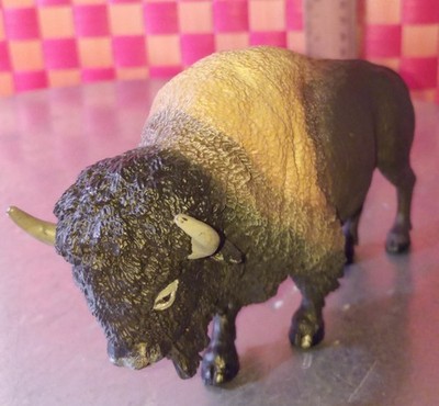 Bison, display figure, brown bison, hard pvc material, 3''h by 5''L, #0915, 2007 b