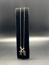 Vintage 925 Sterling Silver 18" Chain Birthstone Kids Necklace 1 Boy 1 Girl 8.19