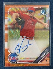 2019 Cole Irvin Bowman Chrome Orange Wave Auto 21/25 SP #CPA-CI Orioles