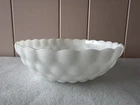 Vintage MCM Anchor Hocking White Milk Glass Bubble Serving Bowl 8”