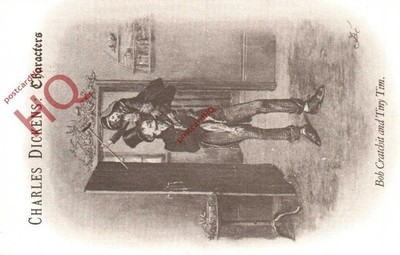 Ansichtskarte>>Charles Dickens Figuren, Bob Cratchit und Tiny Tim