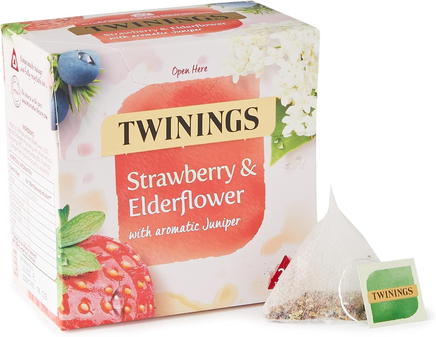Twinings Strawberry & Elderflower Herbal Tea Bags 20 Bags Caffeine Free Infusion