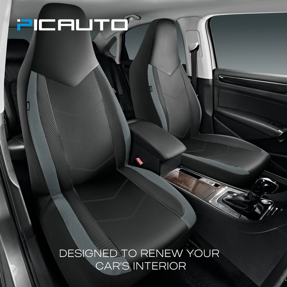 Fundas de asiento de coche de cuero PIC AUTO, diseño deportivo de fibra de carbono y malla, High-Bac... Foto 2 de 4