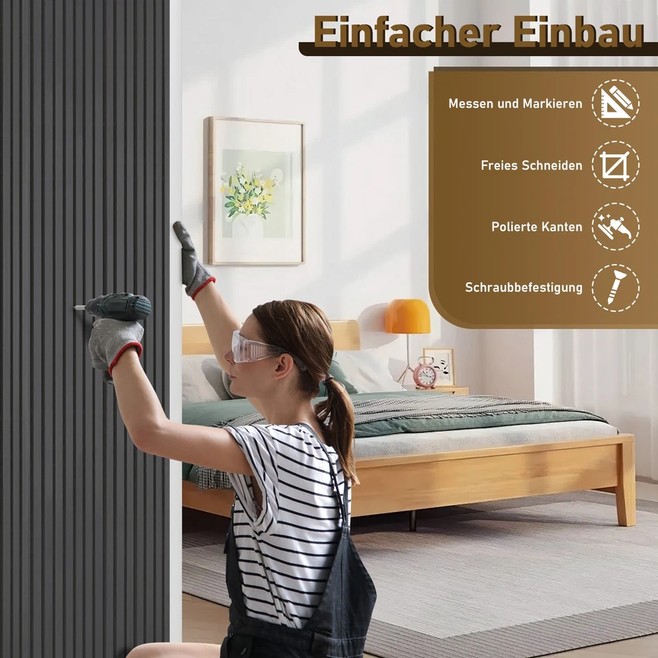 120x60cm Wandpaneele Akustik 3D Holz Akustikpaneele 1-4 Stück Natur Holzpaneele - Bild 3 von 4