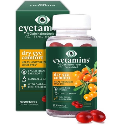 eyetamins Dry Eye Comfort - 60 Softgels - Ophthalmologist - Formulated, Natur...