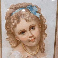 Victorian Girl Portrait Print Framed Gold Woo...