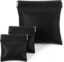 3 Pcs Leather Squeeze Coin Purse Pouch Change Holder Self-Closing Coin Pouch for