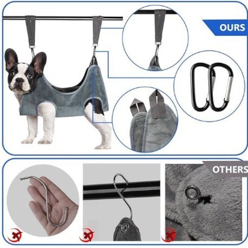 Dog Grooming Hammock – Pet Sling Helper 2 Carabiners for Nail Trimming & Bathing