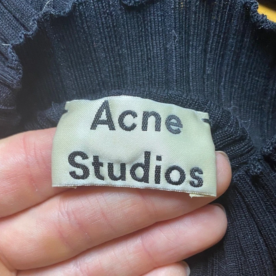 Suéter Acne Studios Acanalado Mezcla de Algodón Cuello Alto Tejido Peso Medio Manga Larga Foto 3 de 4