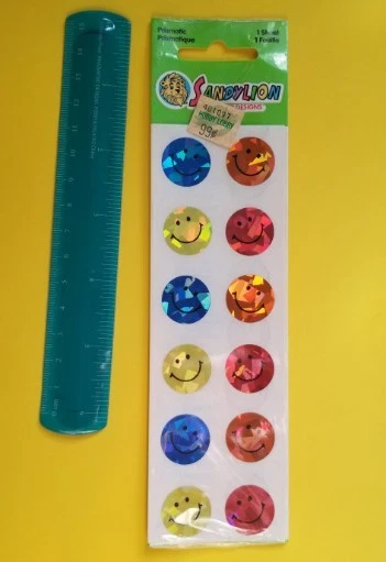 Vintage Sandylion Prismatic Smiley FACES Sticker Sheet NOS - Image 3 of 4