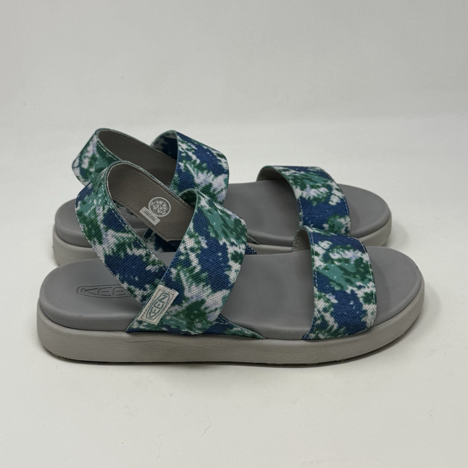 Sandali Keen Elle con cinturino posteriore donna 8 blu verde porcellana tinta unita punta aperta