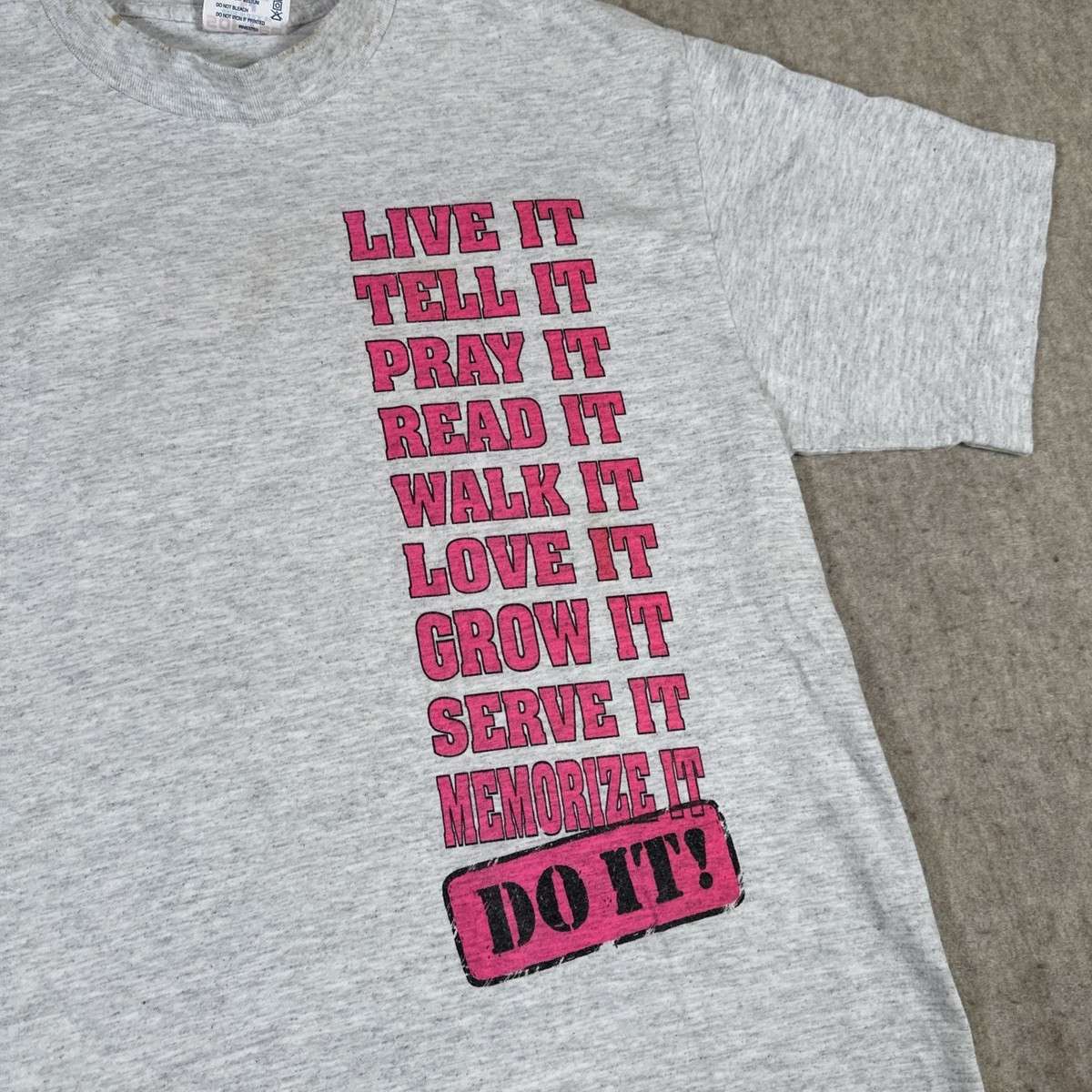 Vintage 90s Witness Wear Shirt Medium Gray Just Do It God Way